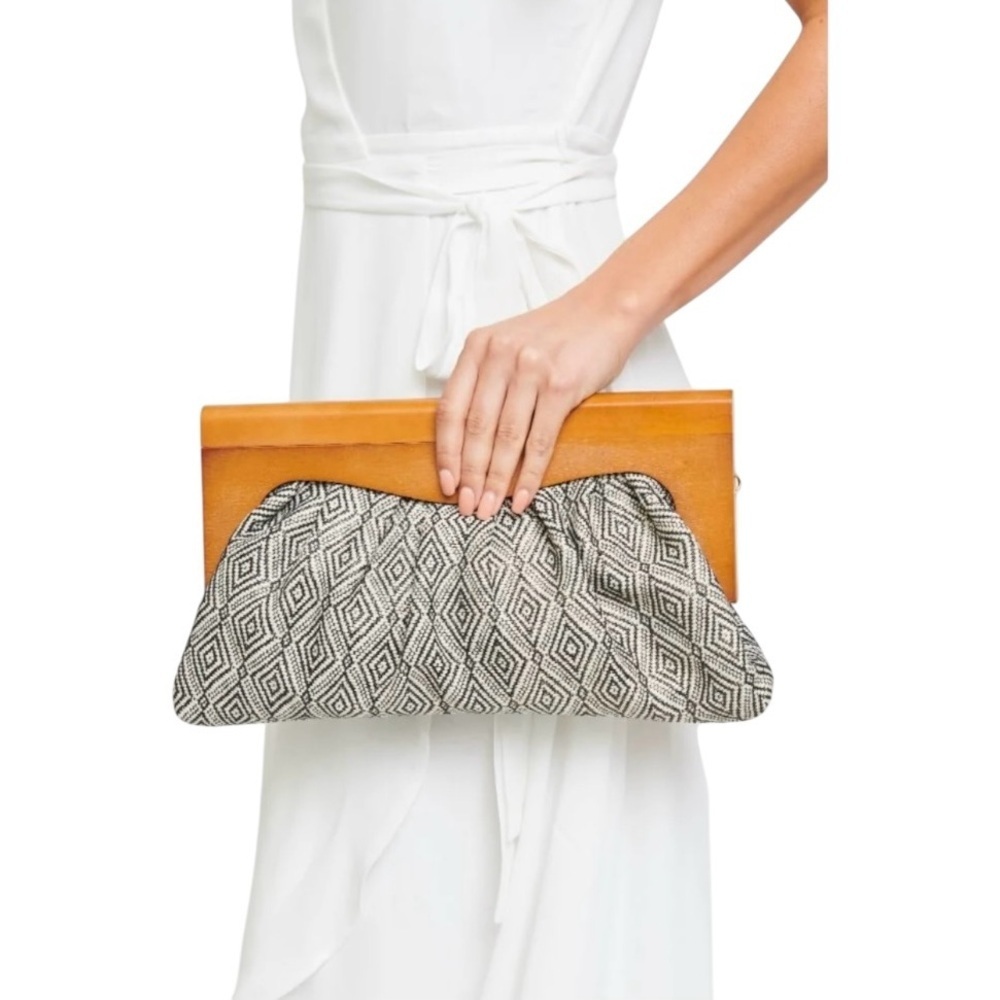 Crossbody/Clutch Bag with Chain Strap Metallic threading Vintage Tweed style